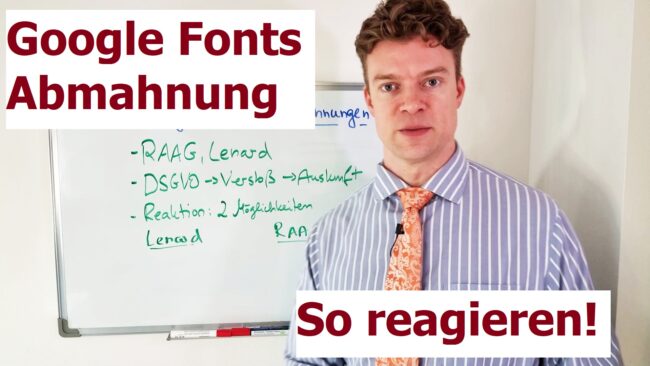 Google Fonts Abmahnung Kilian Lenard RAAG Kanzlei